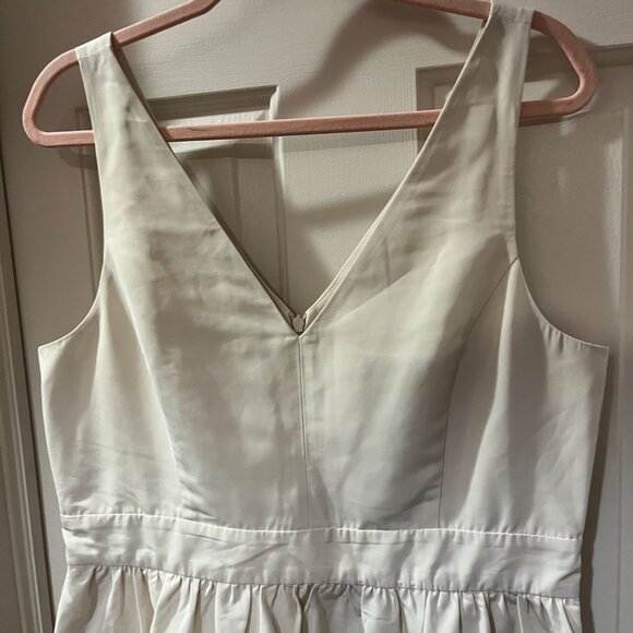 Vintage Satiny Champagne Mini Party Dress Sleeveless Fit & Flare Neutral Holiday - Picture 2 of 9